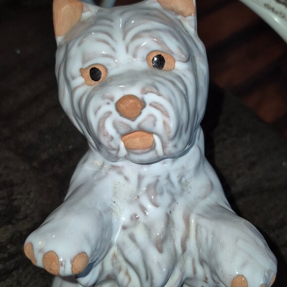 Vintage UCCC Taiwan R.O.C. Glazed Terracotta Scottie Dog Figurine Statue EC CUTE - Picture 1 of 2